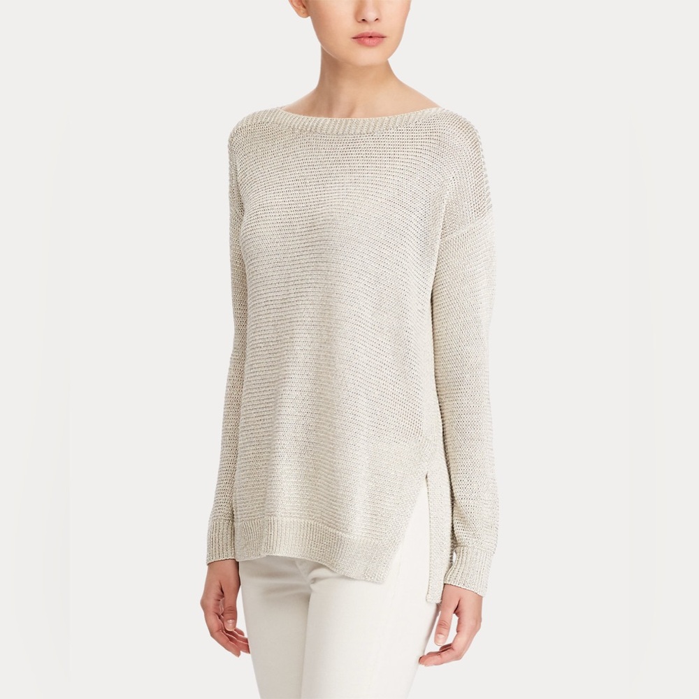 Polo Ralph Lauren Cream Linen Loose Knit Tunic Sweater Sz. M